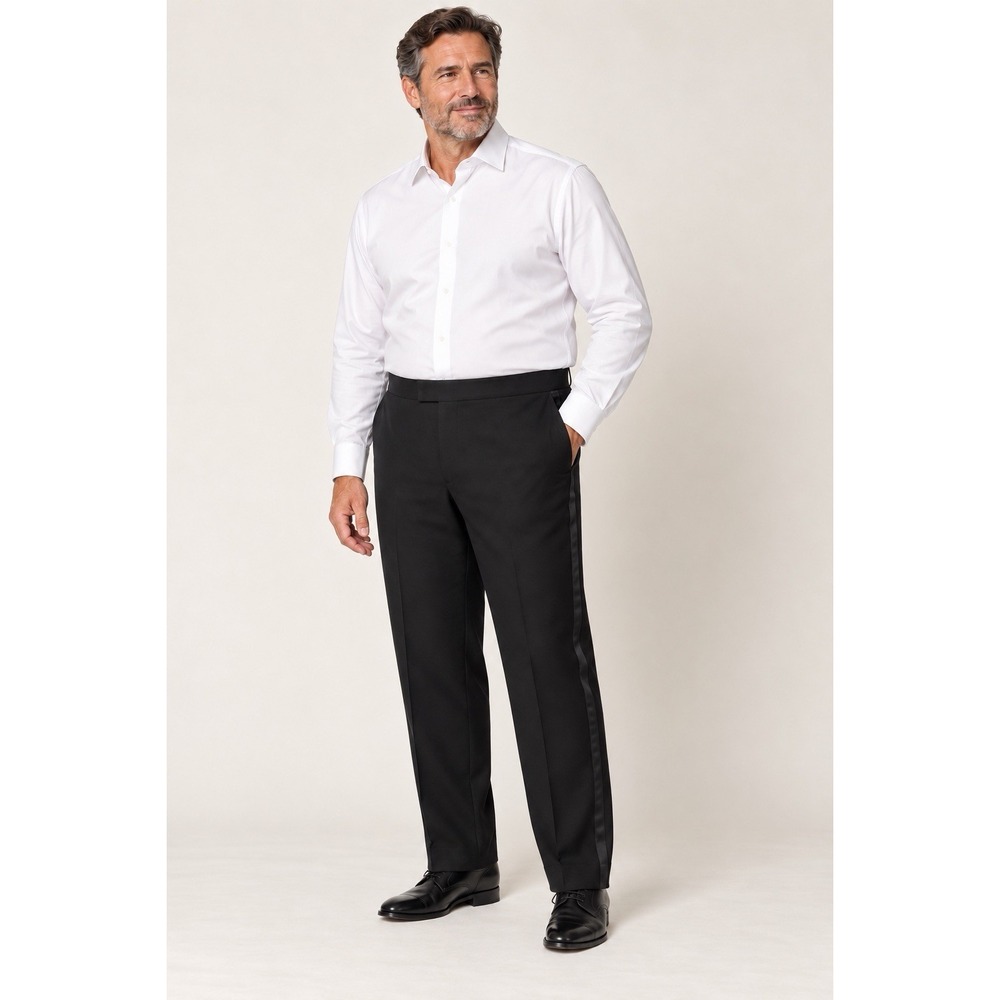 Vintage Palm Beach Formals Tuxedo Pants 39R 39x32 Black Satin Stripe